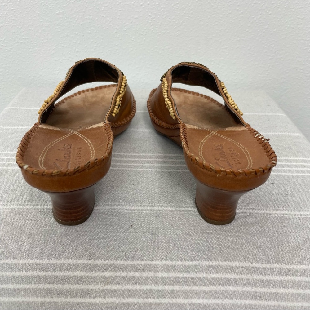 Clarks Artisan Empress Beaded Leather Wedge Sandals | Tan | Size 8 - Picture 6 of 12